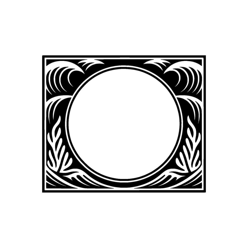 Art Deco Frame with Wave Leaf Motifs. vector