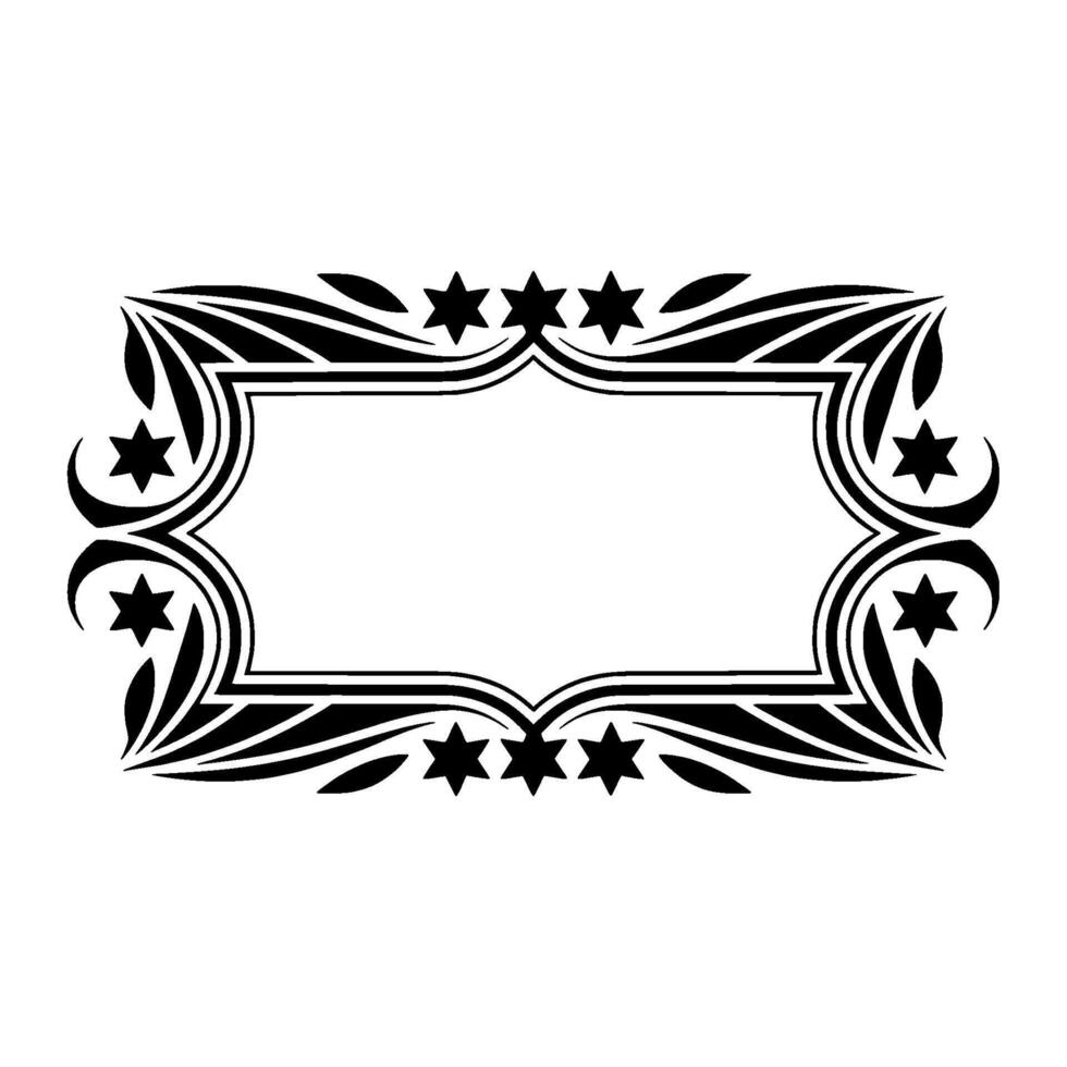 Elegant Black White Frame with Stars - Decorative Element. vector