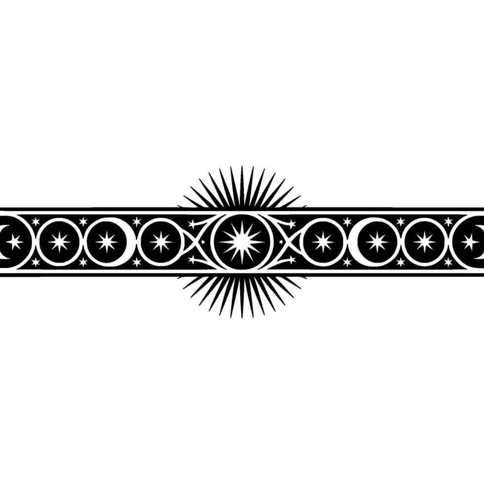 Celestial Border Pattern, Decorative Ornament, Star and Moon. vector