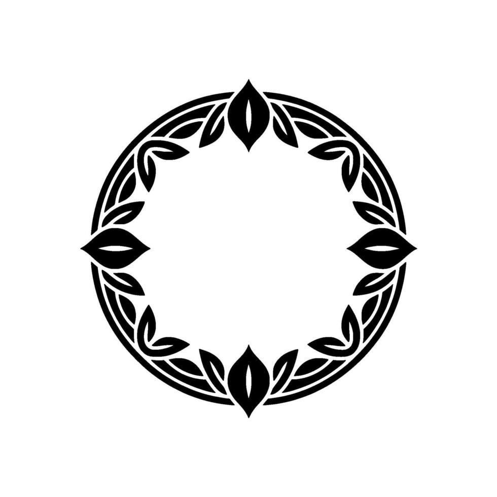 Elegant Black and White Floral Wreath. vector