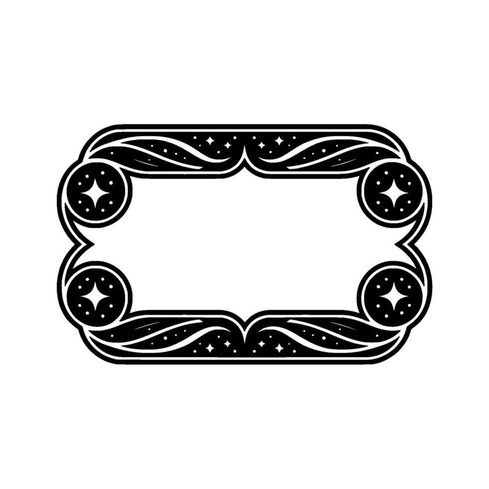 Elegant Black and White Frame with Star Details. vector
