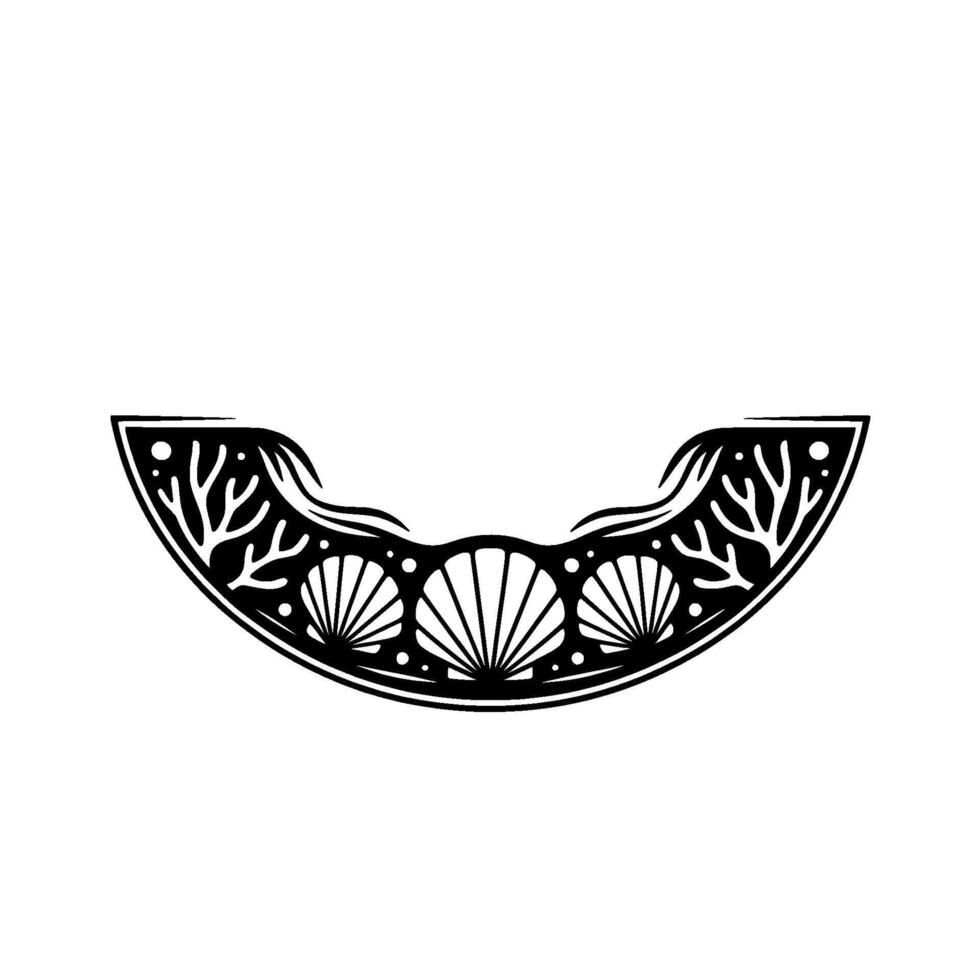 Minimalist Seashell Motif in Black White, Coastal. vector