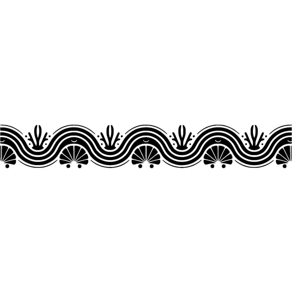 Elegant Black Decorative Border - Geometric Wave. vector