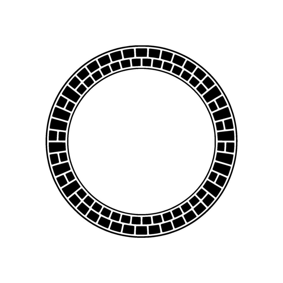Circular Brick Border - Black and White, Minimalist. vector