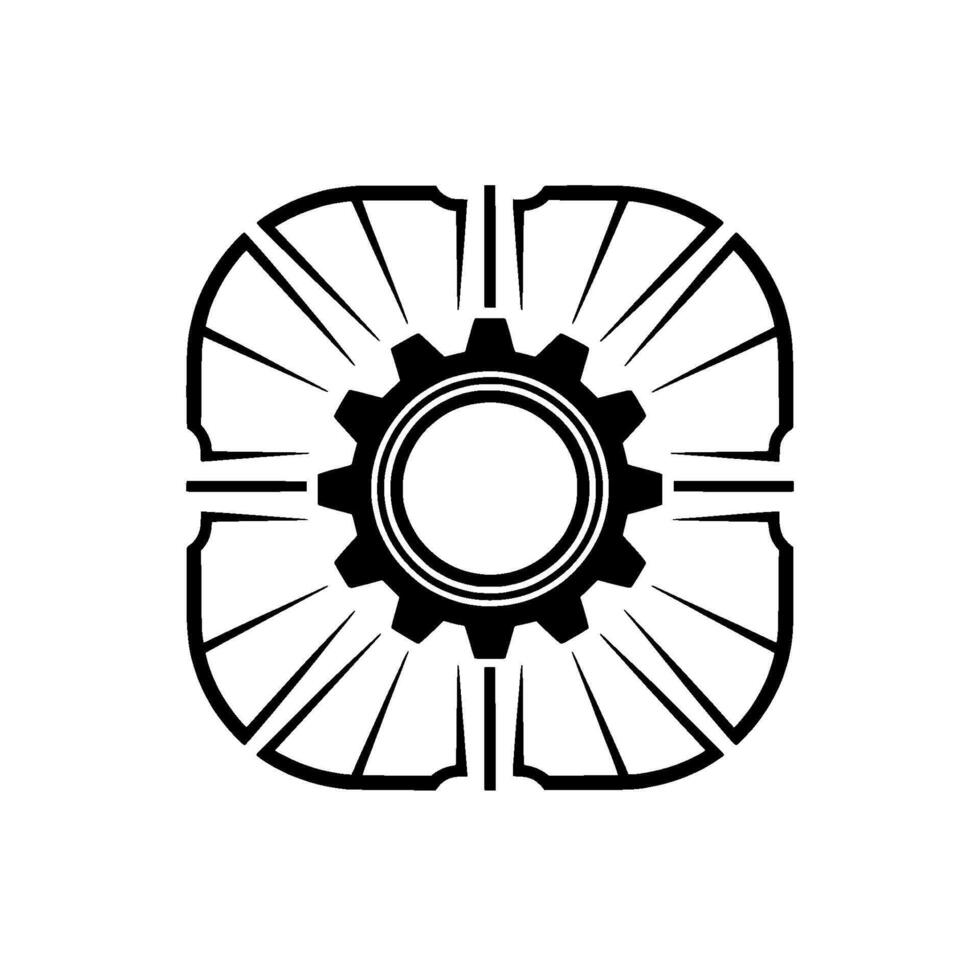 Geometric Gear , Black White Minimalist , Tech Concept. vector