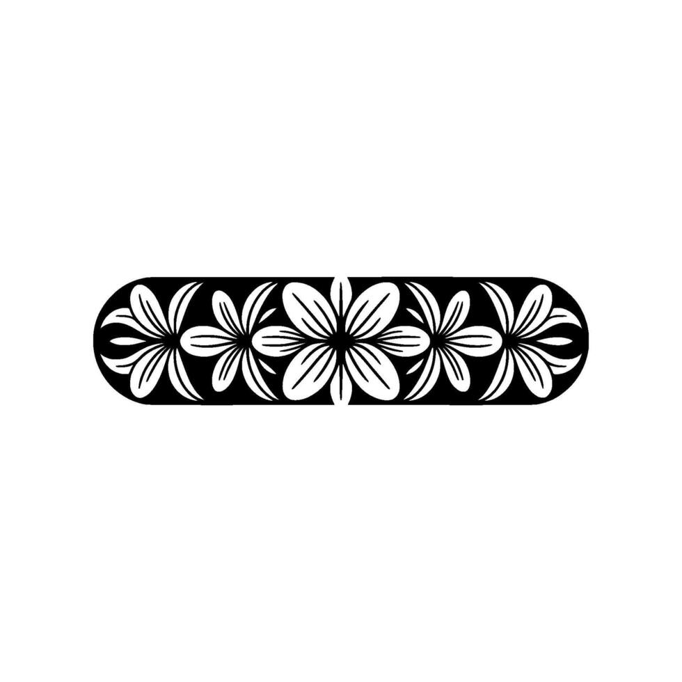 Minimalist Floral Border in Black and White, Decorative Element - ,-. vector
