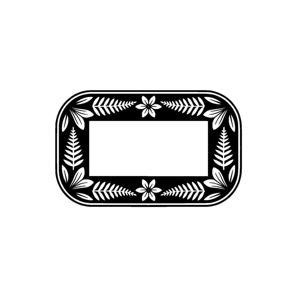 Botanical Frame Minimalist Black White Floral. vector