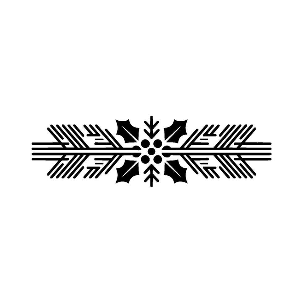 Minimalist Holly Border Ornament on White Background. vector