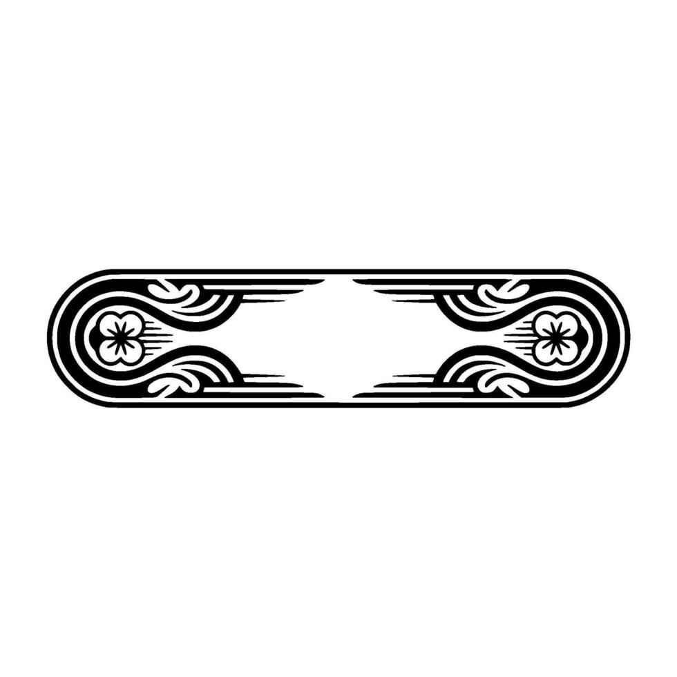 Art Nouveau Floral Frame, Black White, Minimalist Element. vector