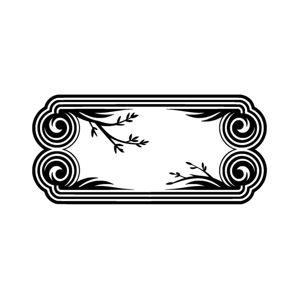 Ornamental Black White Frame with Floral Elements. vector