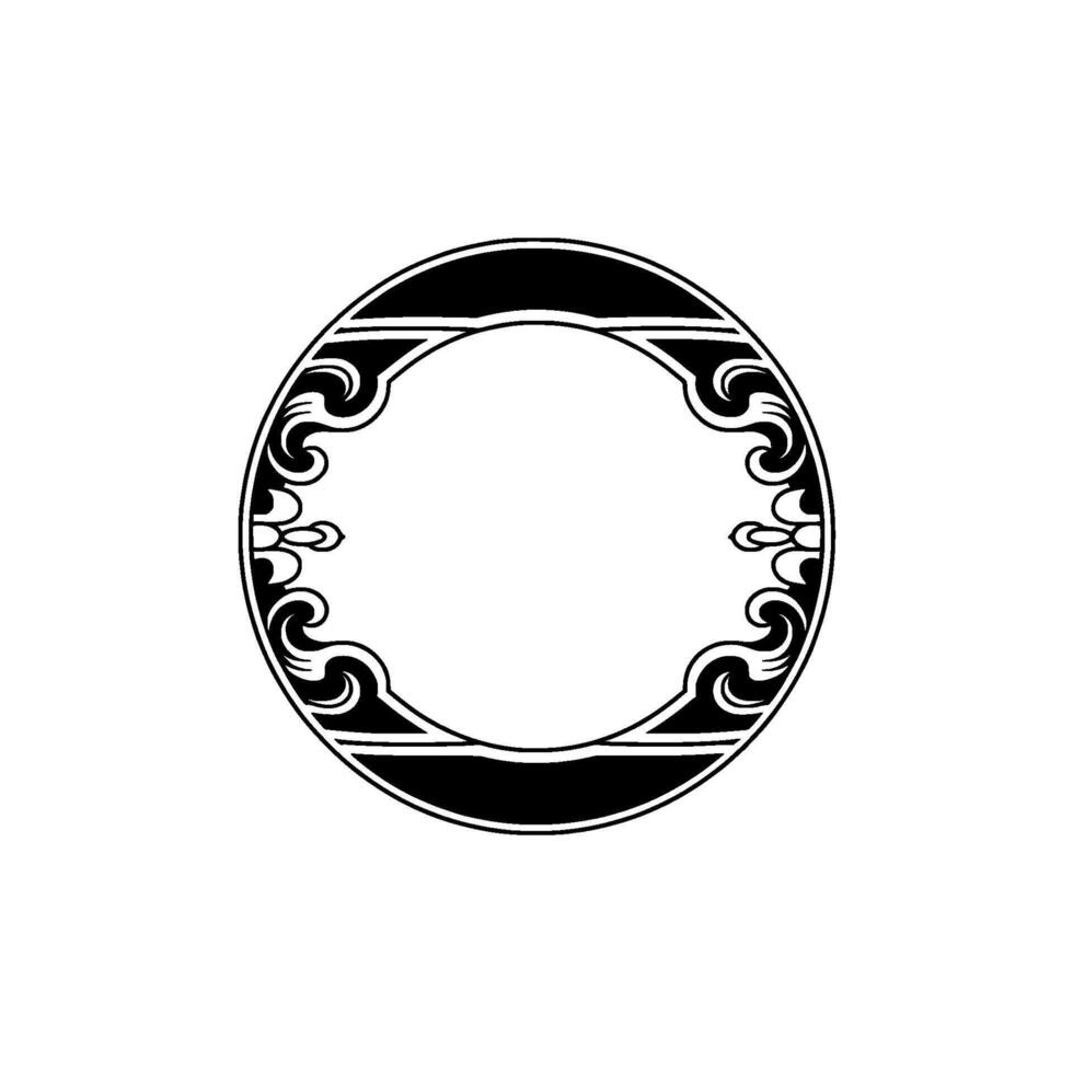 Ornamental Circular Frame, Black and White. vector