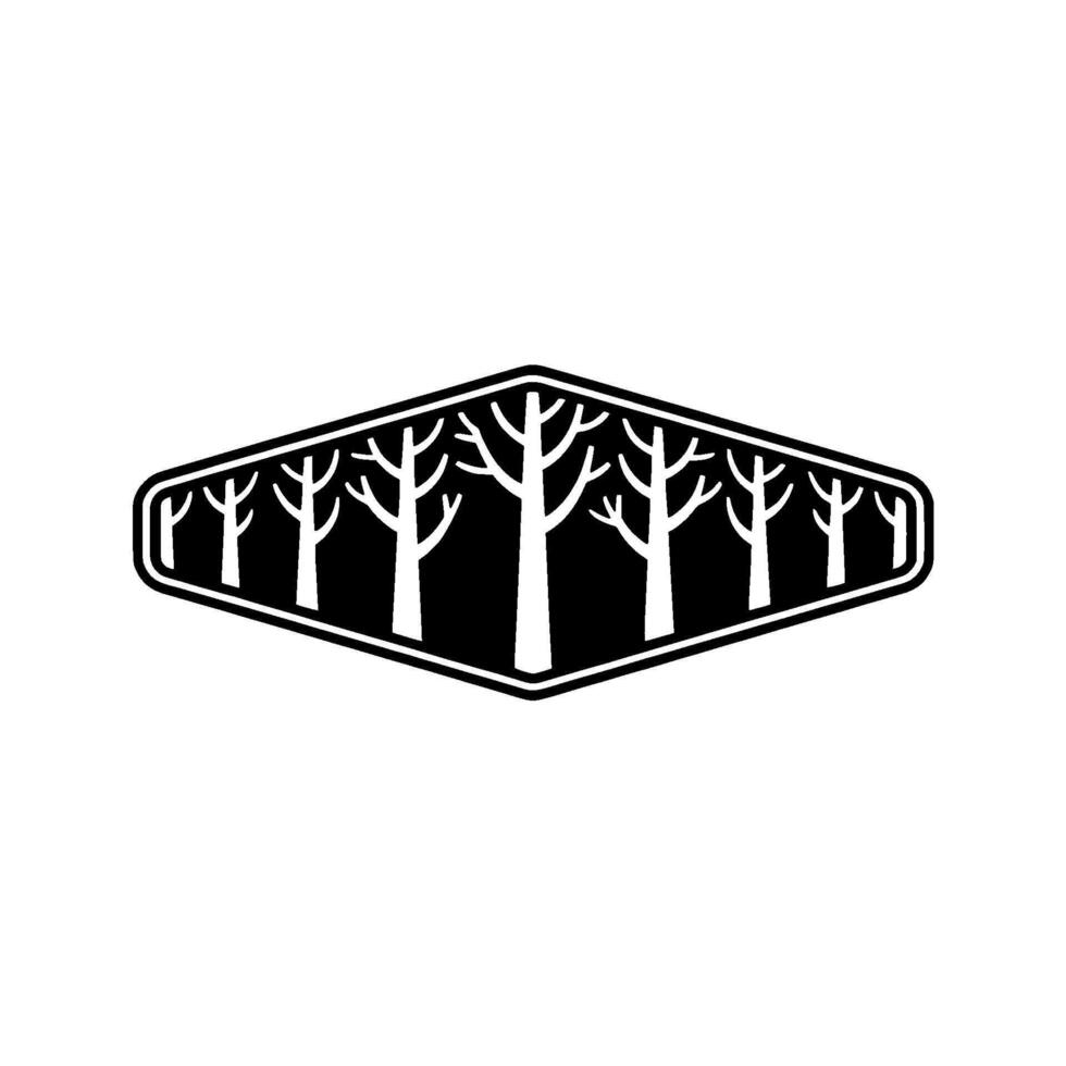 Minimalist Forest Badge , Black and White, Geometric, Nature Emblem. vector
