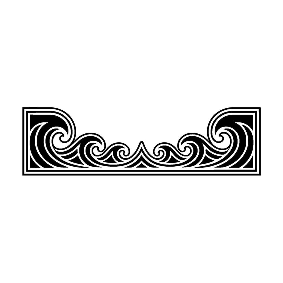 Elegant Black and White Wave Border on White. vector