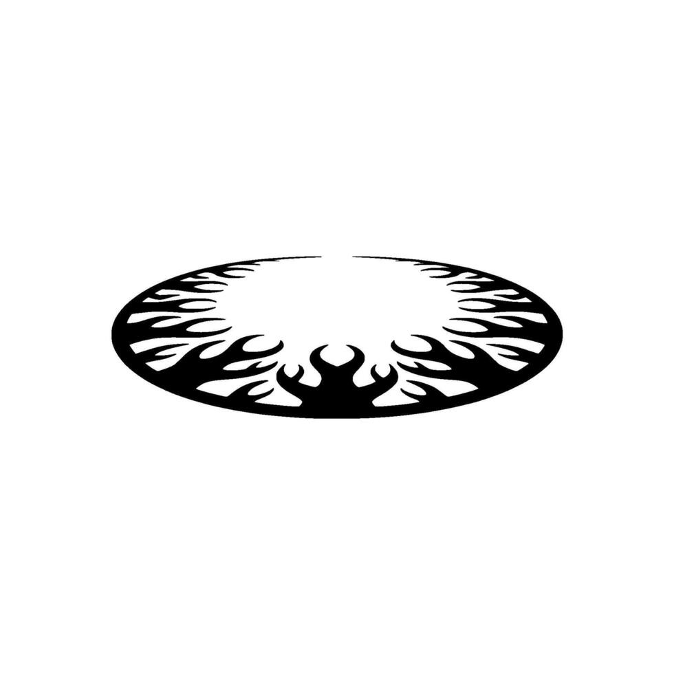 Black Flame Ring on White Minimalist. vector
