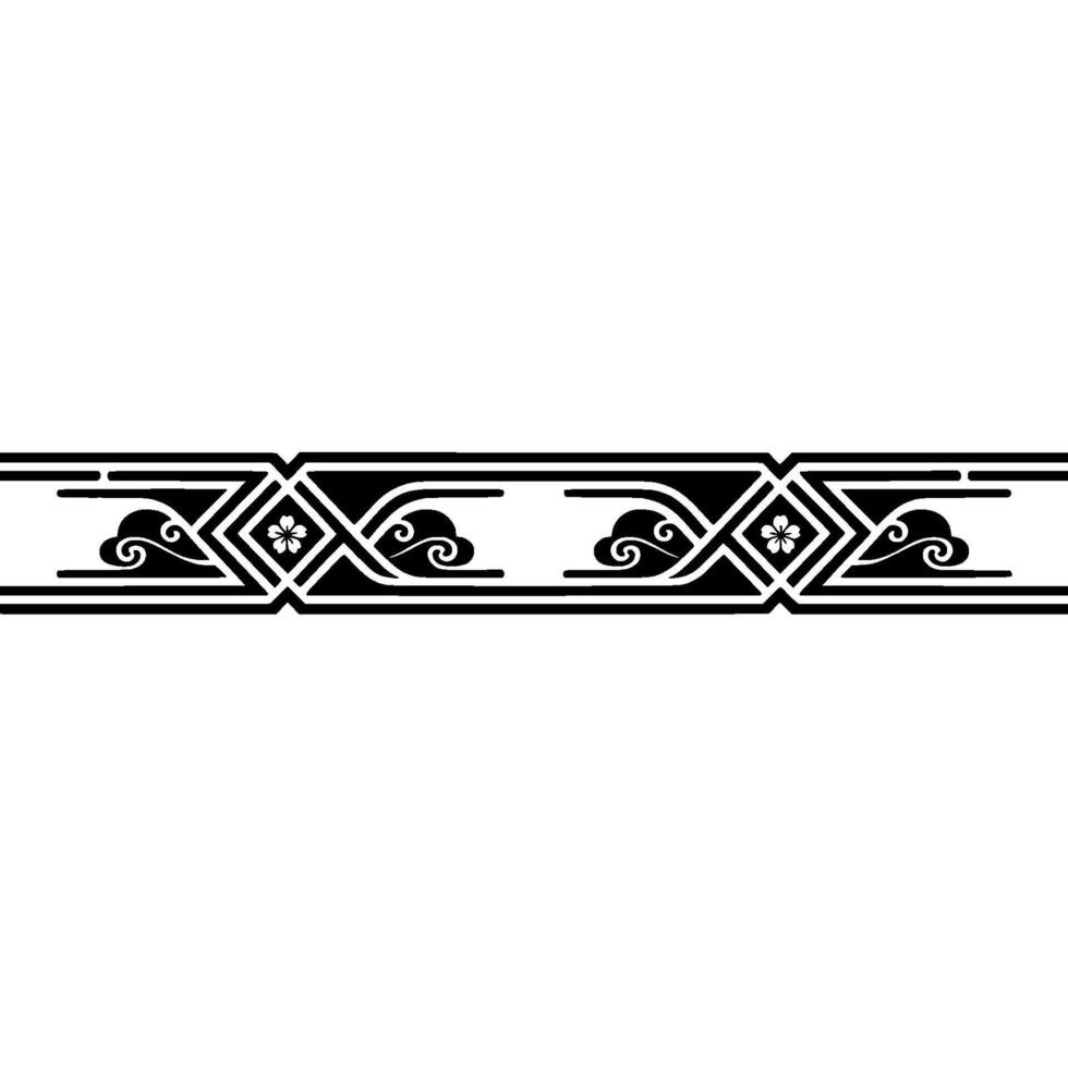 Japanese-Style Decorative Border with Sakura and Clouds - Illustration. vector