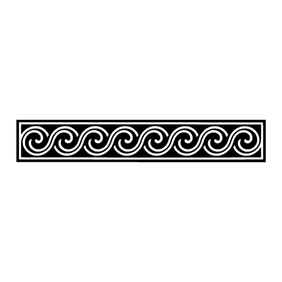 Classic Greek Key Pattern Border in Black White, Illustration. vector