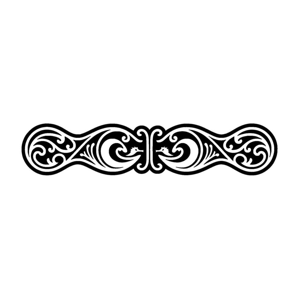 Elegant Black White Decorative Border, Swirls Dragons. vector
