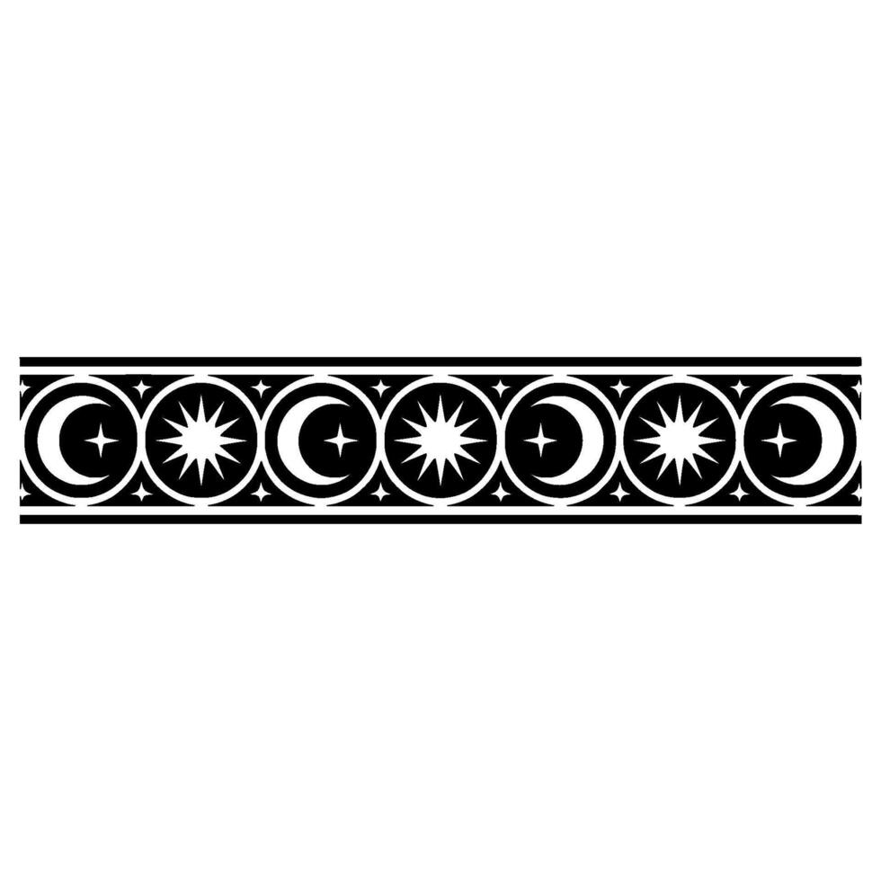 Celestial Border Moon and Star Pattern, Minimalist. vector