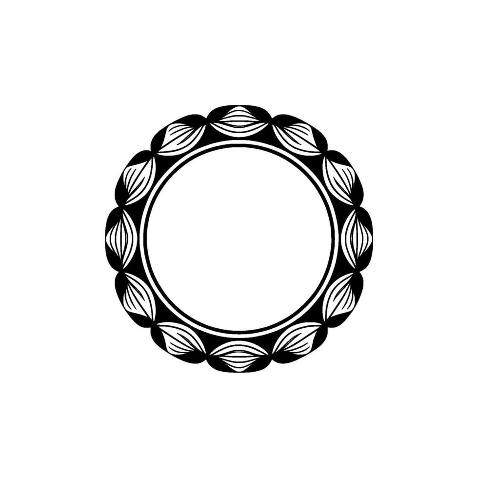 Ornate Black and White Circular Frame on Neutral Background. vector