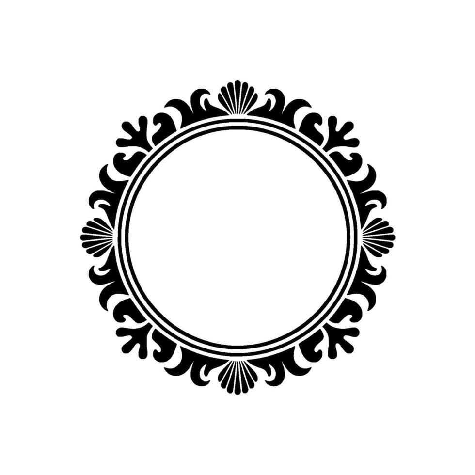 Elegant Black and White Circular Ornament Decorative Frame Element. vector