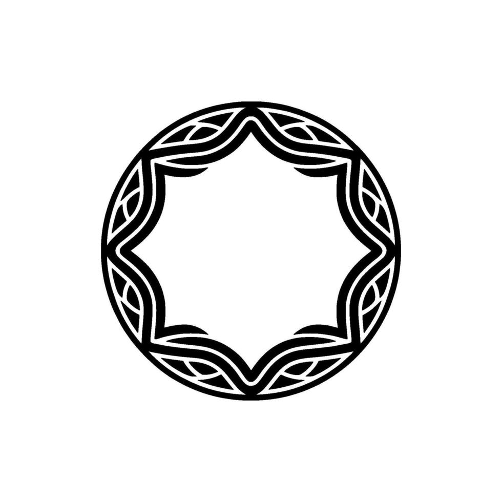 Ornate Black White Circular Frame Elegant Geometric Element. vector