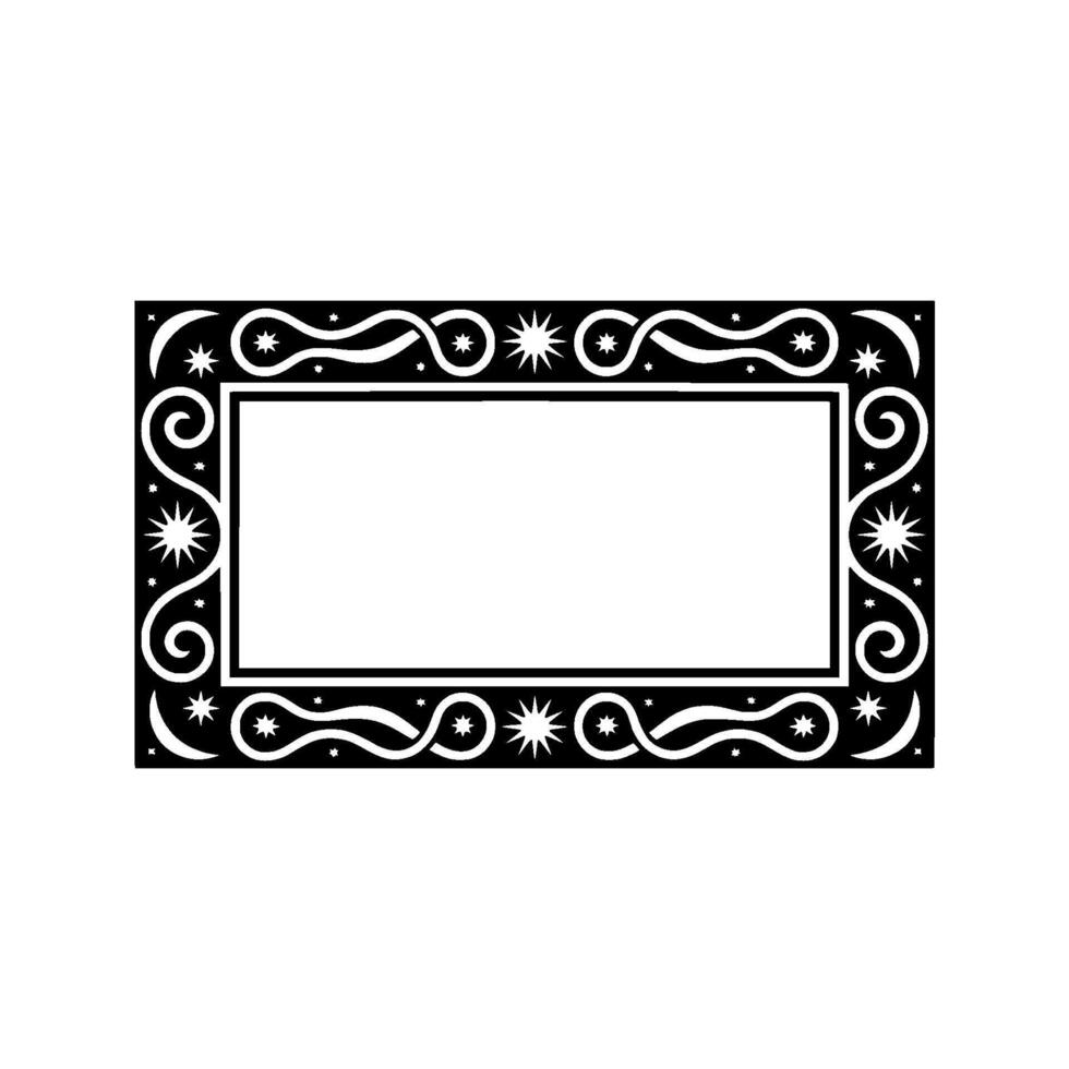 Elegant Black White Celestial Frame , Decorative Border Element. vector