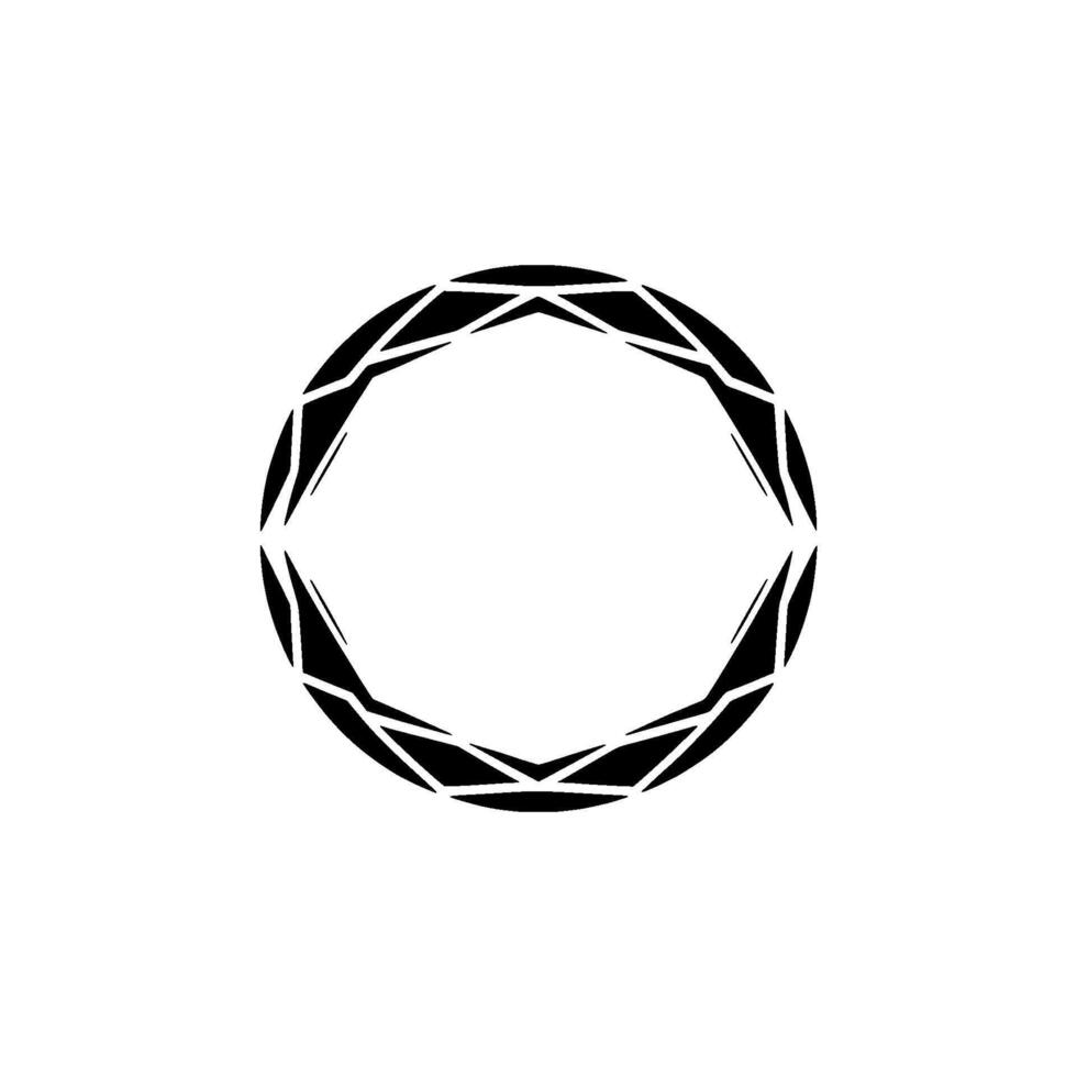 Geometric Circle , Black Polygon Shape on Gray Background. vector
