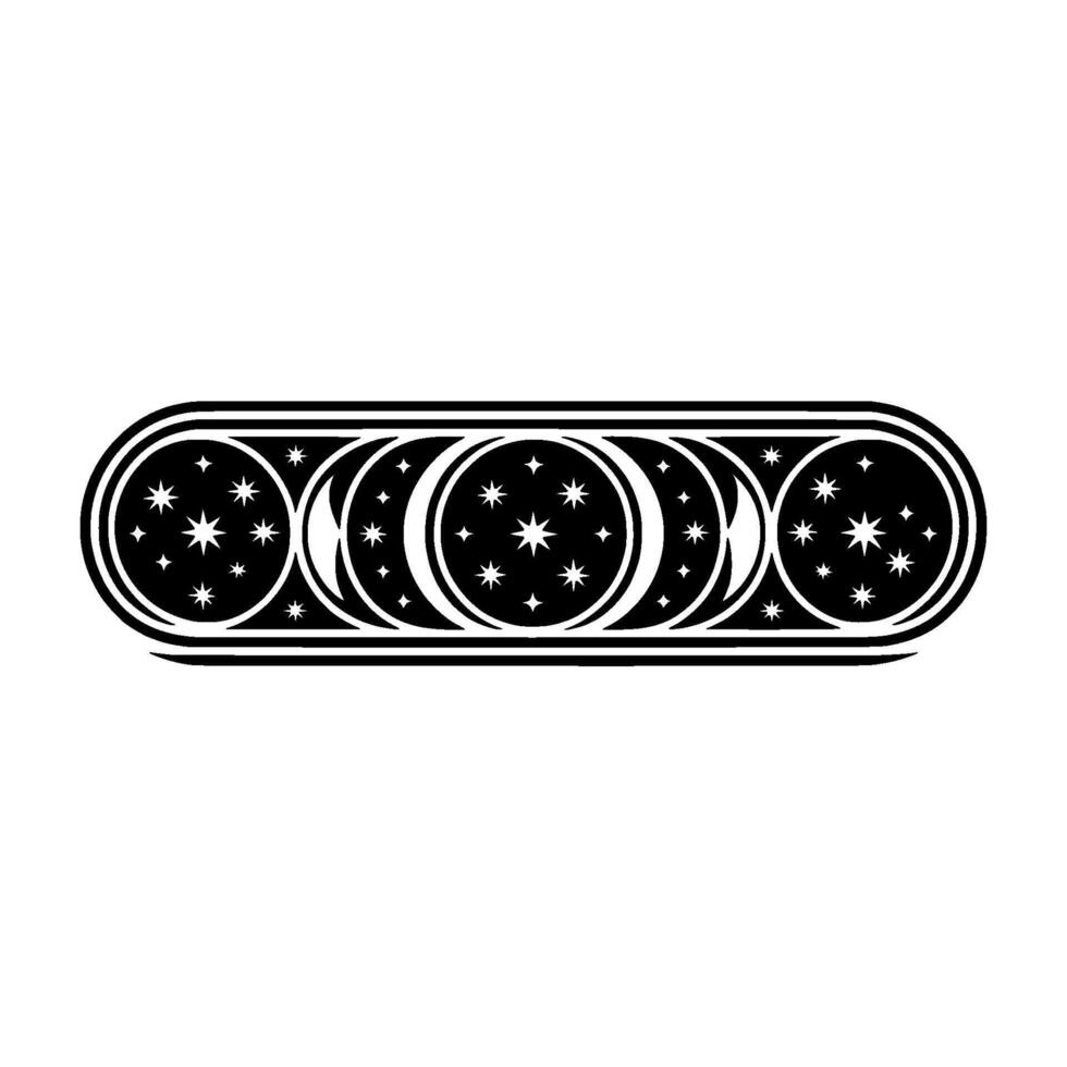Celestial Ornament Geometric Crescent Moons Stars, Minimalist. vector