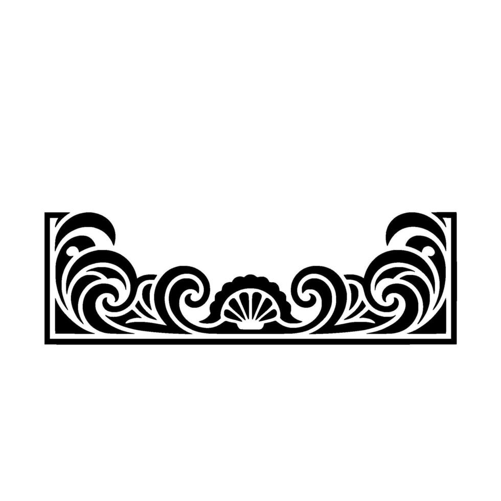 Elegant Decorative Border with Swirls and Fan Motif, Illustration. vector