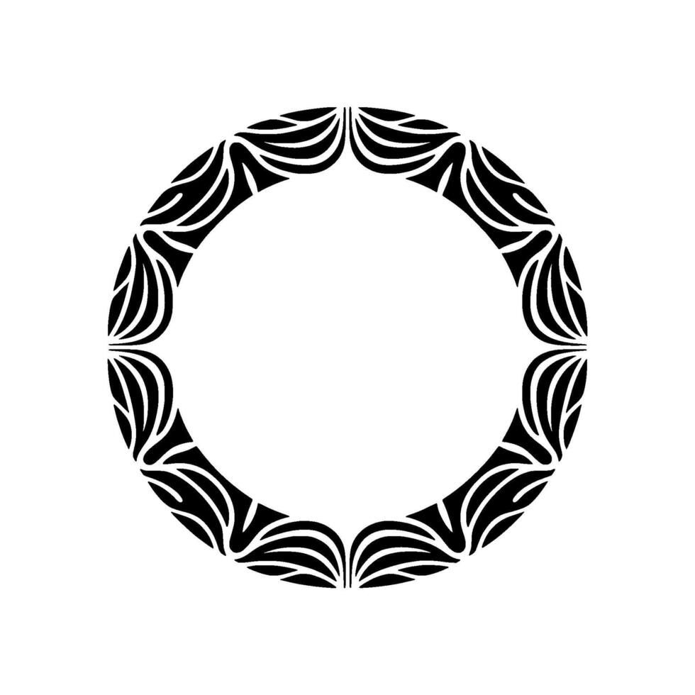 Abstract Black White Circular Ornament, Decorative Border. vector