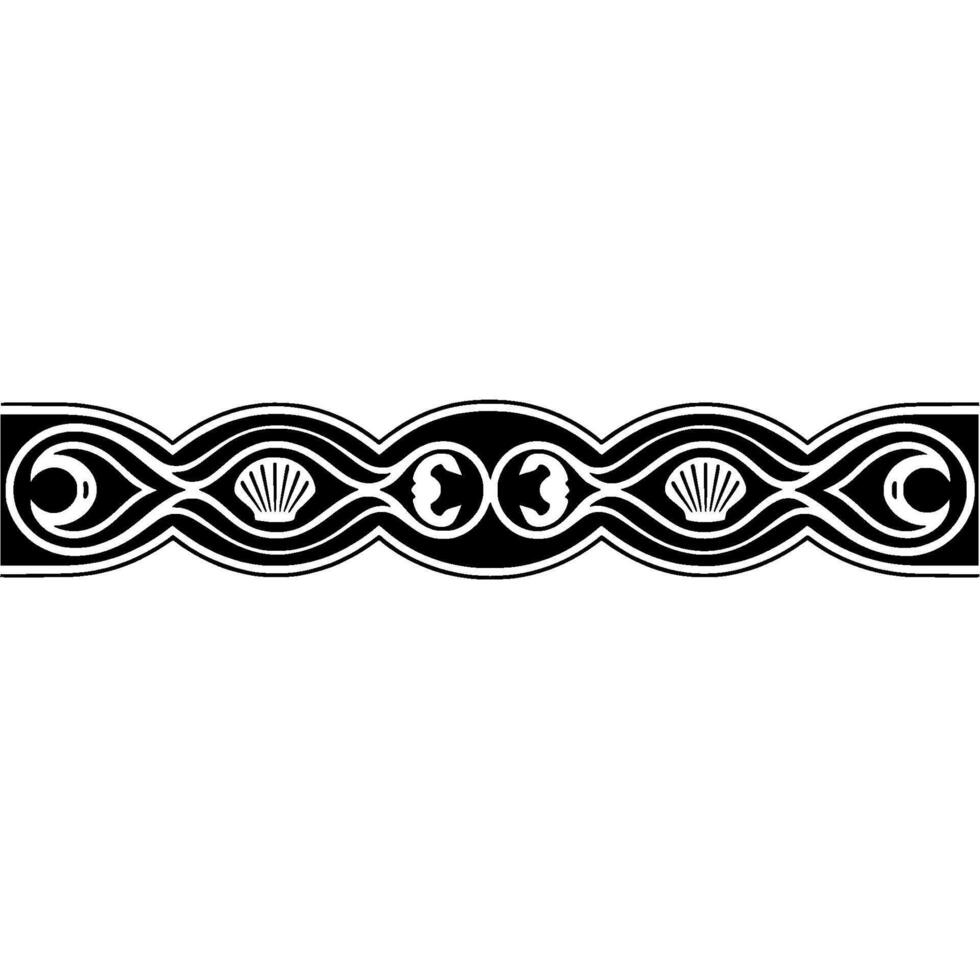 Elegant Black and White Ornamental Border , Nautical, Retro. vector