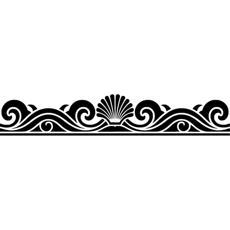 Decorative Sea Motif Border, Elegant Wave Shell. vector