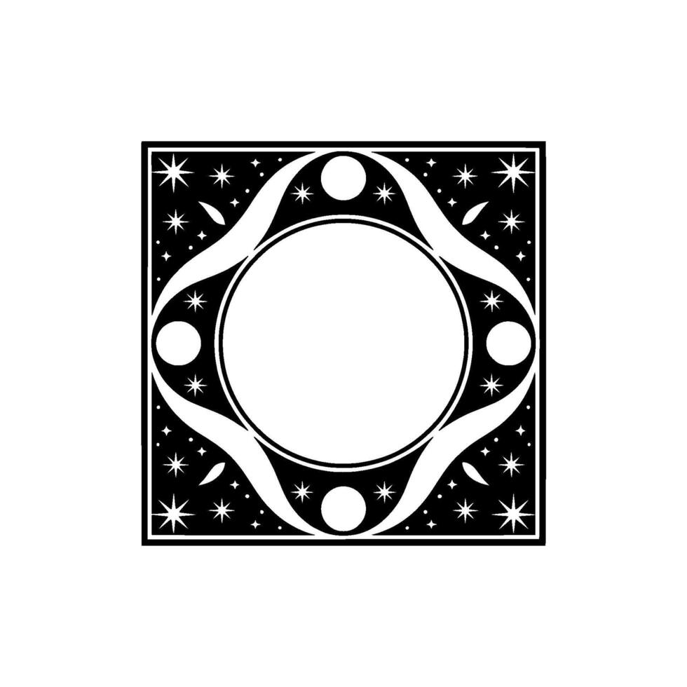 Celestial Frame - Elegant Black and White , Illustration Style. vector