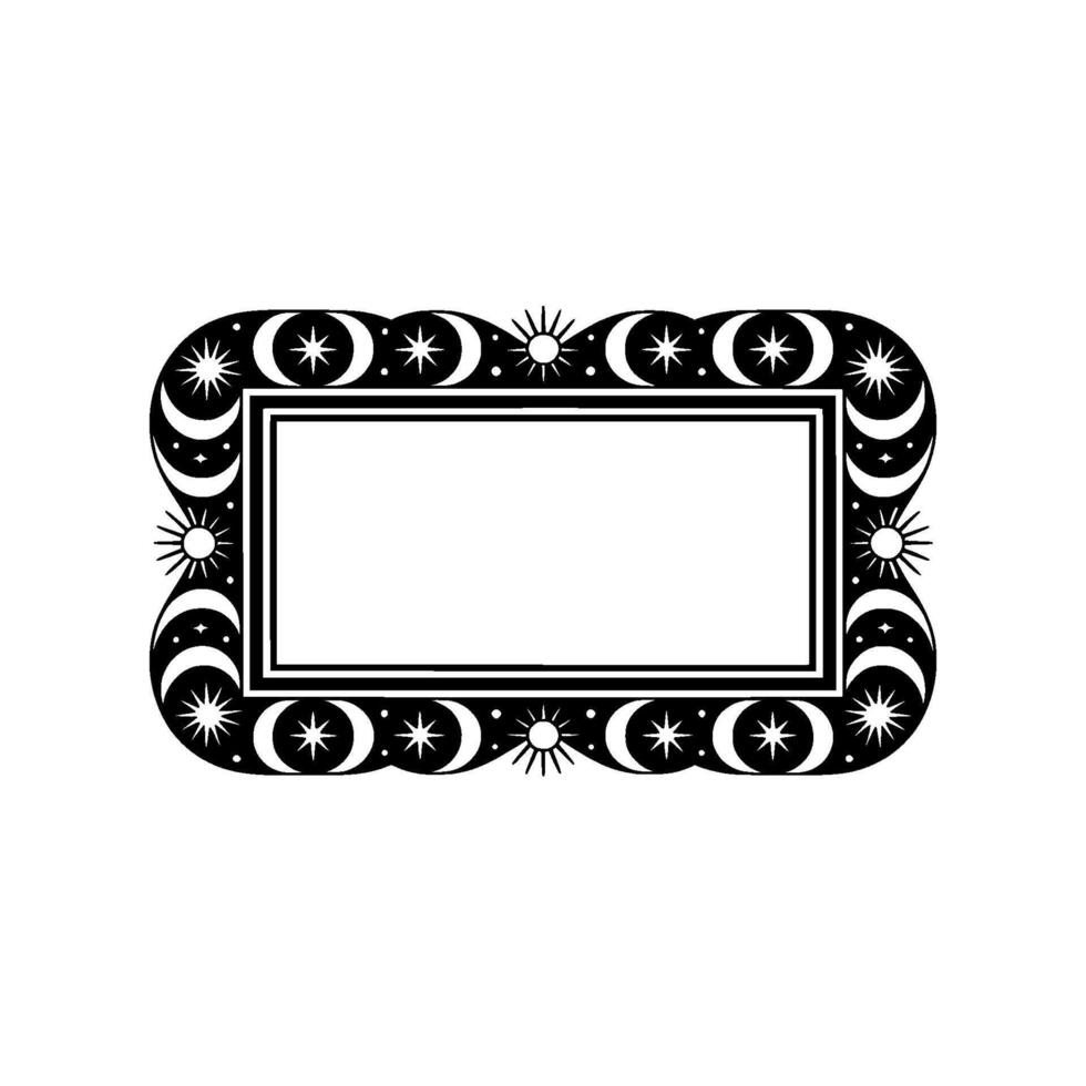 Celestial Frame Black White Ornamental. vector