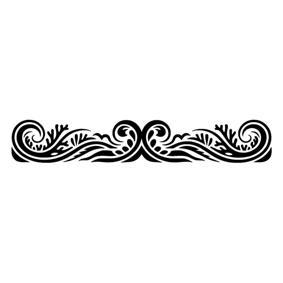 Elegant Ornamental Border - Black Swirls on White, Decorative Element. vector