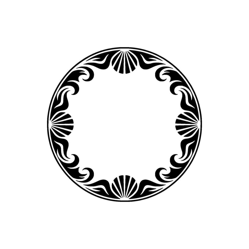 Elegant Black and White Circular Frame, Decorative. vector