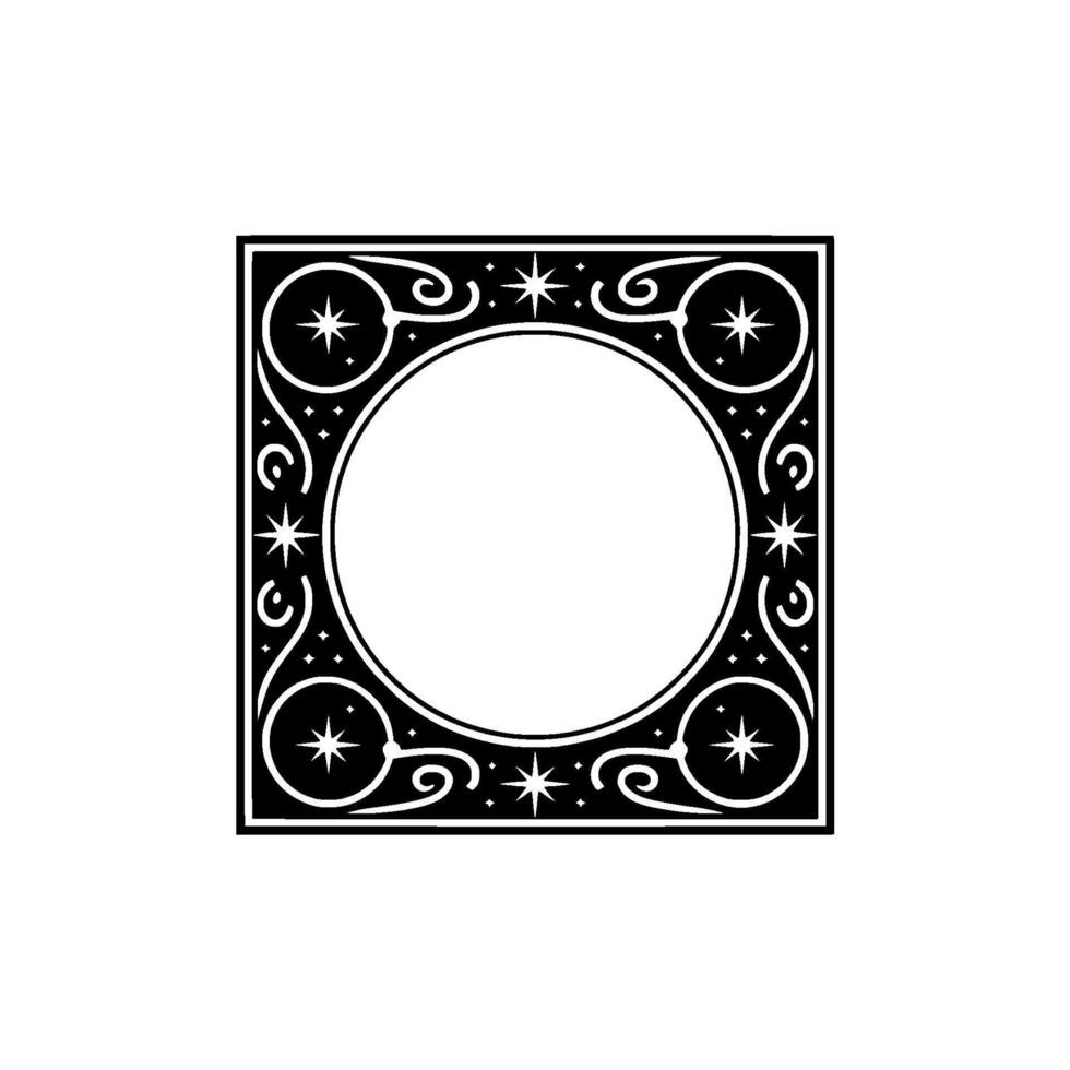 Elegant Starry Frame on White, Art Deco-Inspired. vector