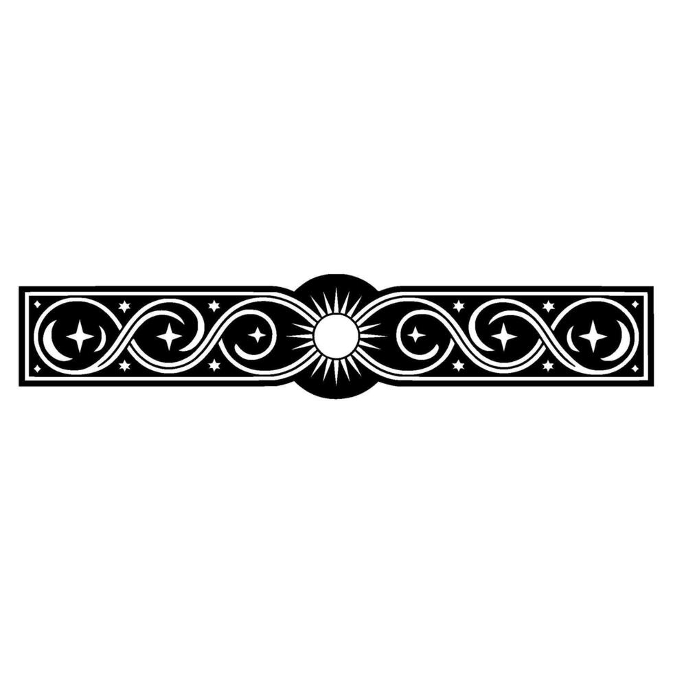 Celestial Border Sun, Moon, Stars, Illustration. vector