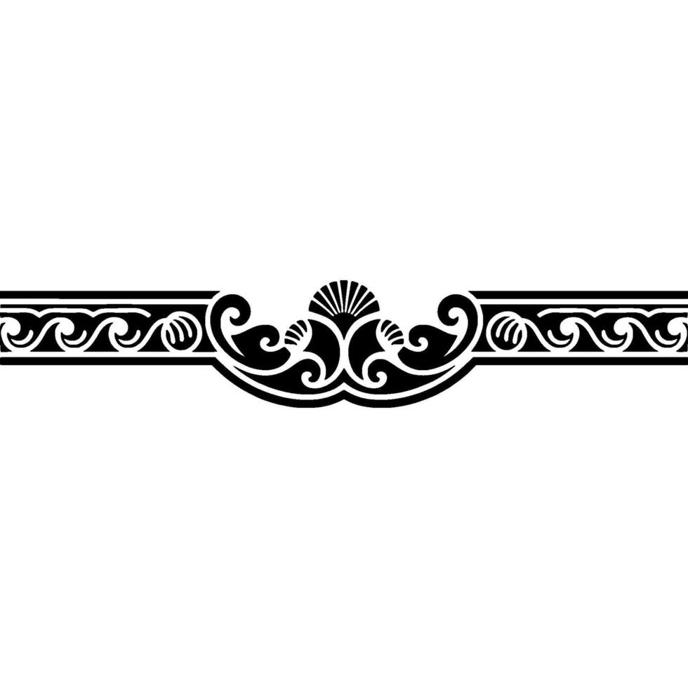 Elegant Black Floral Border Ornament on White Background - ,-. vector