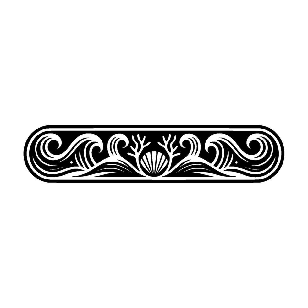 Elegant Ocean Waves and Shells Element. vector