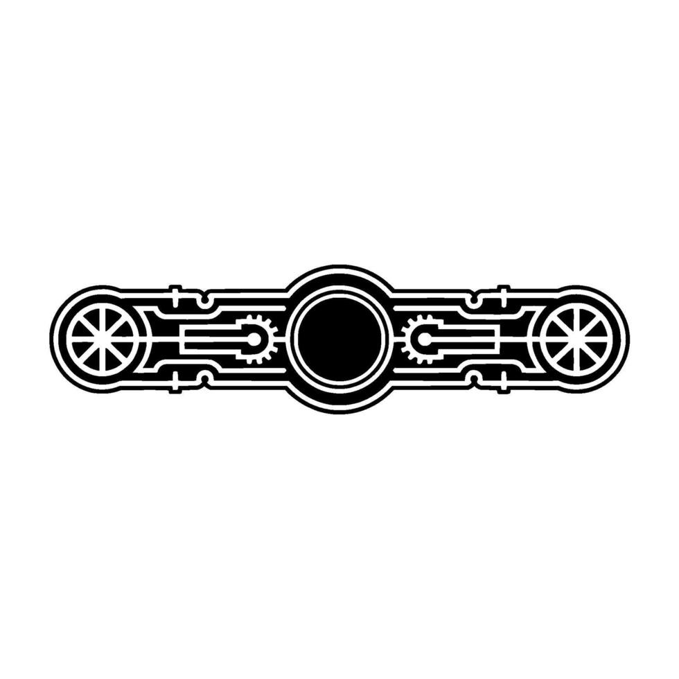 Abstract Geometric Mechanism - Black and White Element. vector