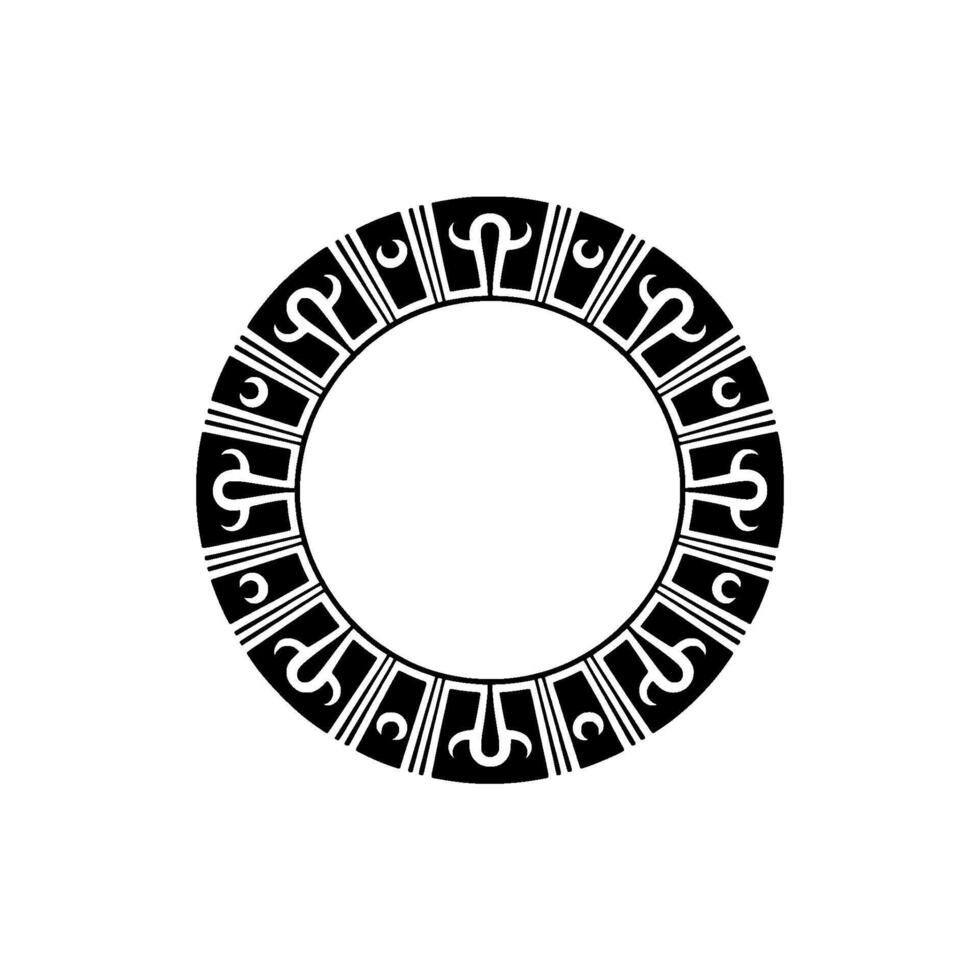 Black White Ornamental Ring , Minimalist , Ancient Motif. vector