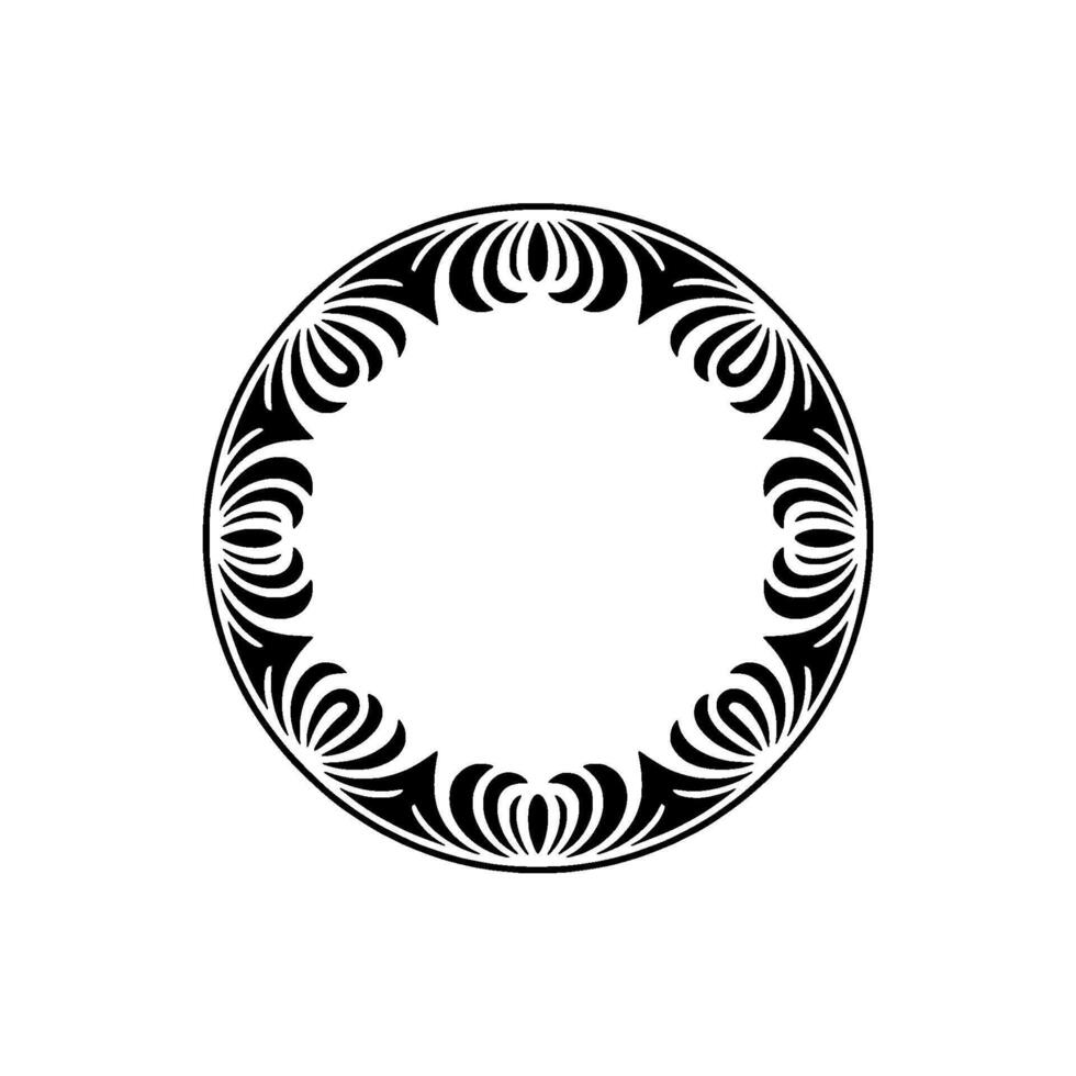 Elegant Black and White Floral Wreath, Minimalist , Circle Frame. vector
