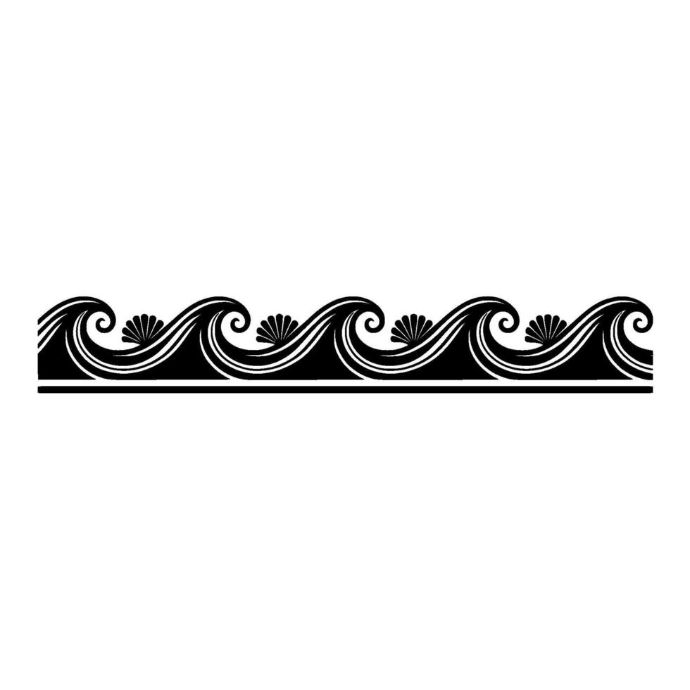 Greek Wave Border, Black and White Ornament, Decorative. vector