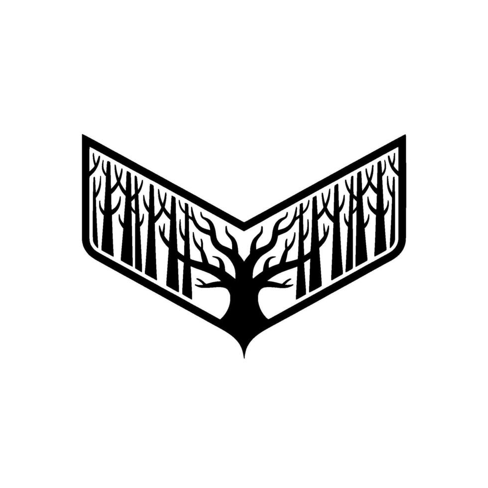 Minimalist Forest Emblem Geometric Tree. vector
