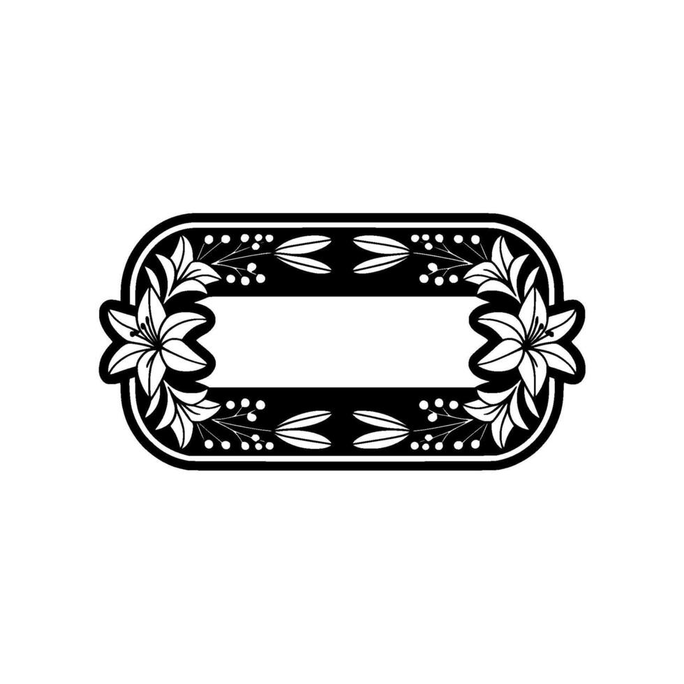Elegant Black and White Floral Frame - ,. vector