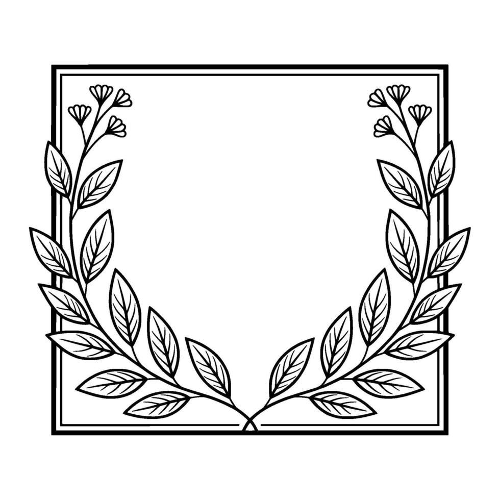 Elegant Botanical Frame Black and White Minimalist. vector