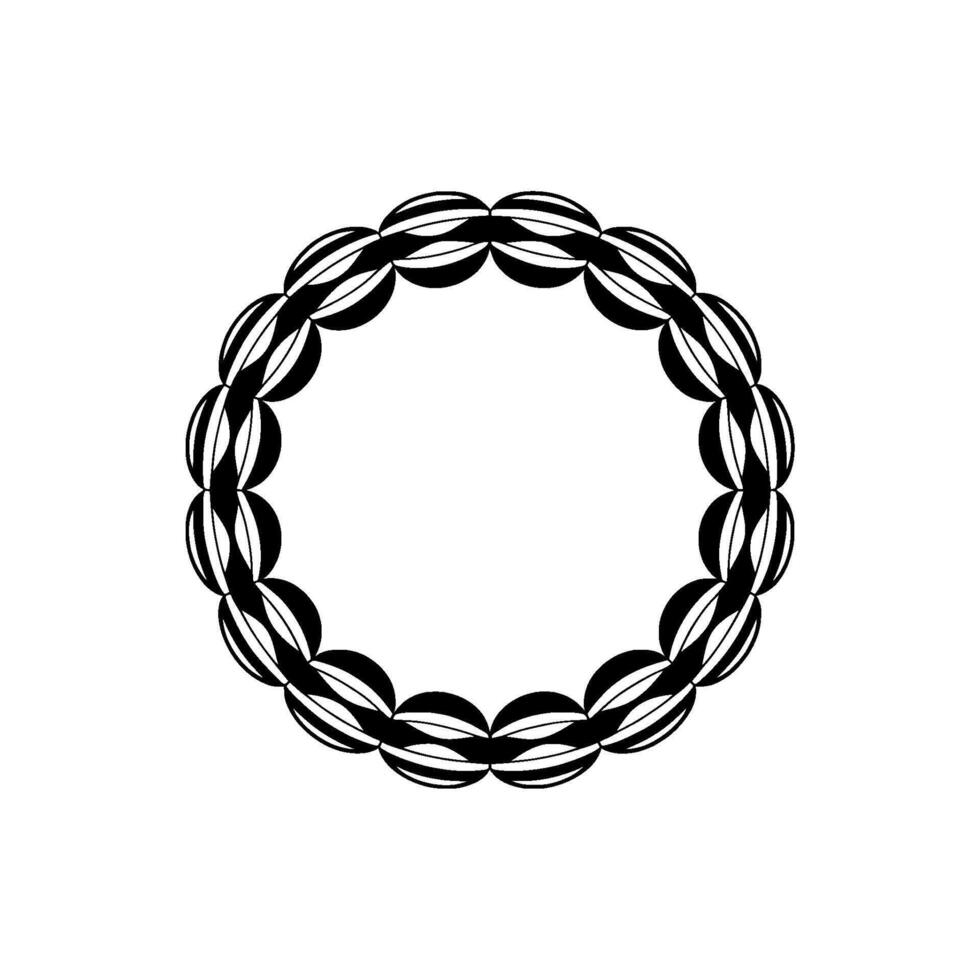 Abstract Black White Circle Ornament on Gray Background. vector