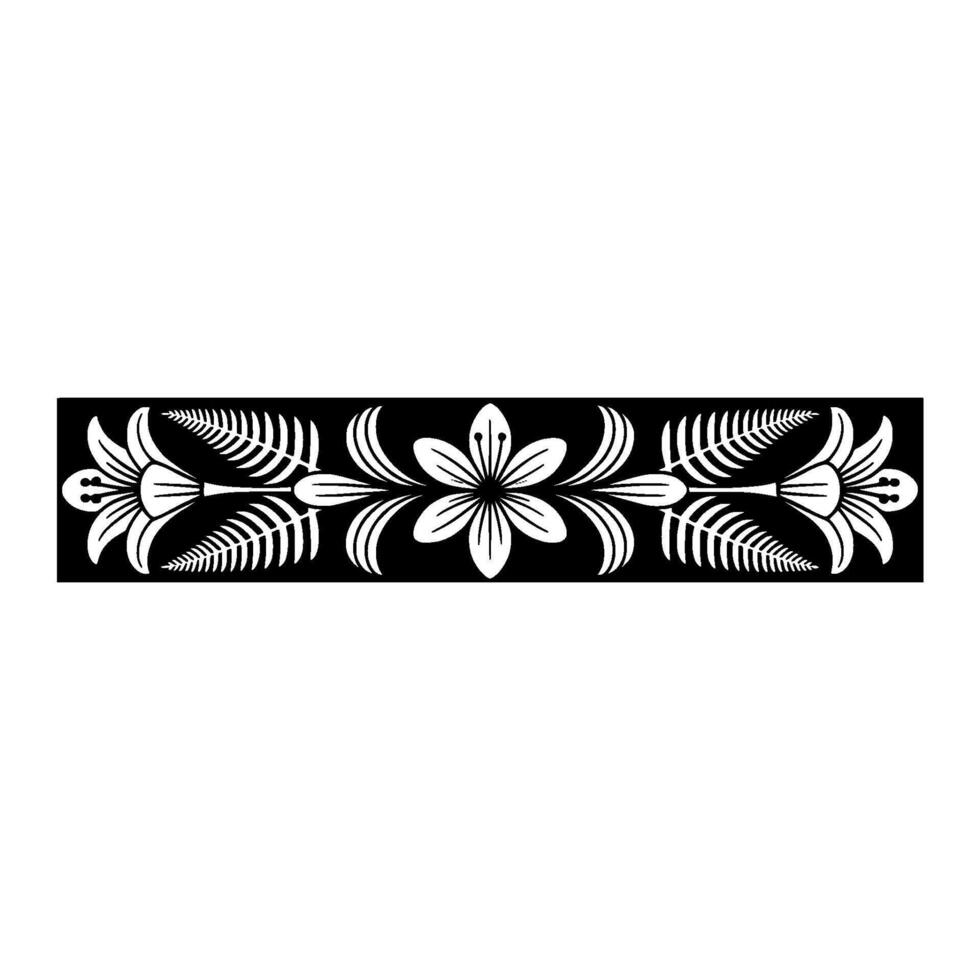 Elegant Floral Border Black White Symmetry, Art. vector