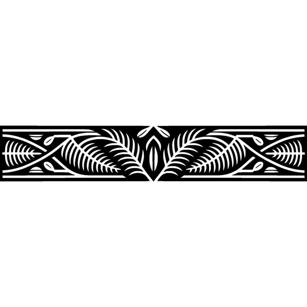 Black White Decorative Plant Motif Border Element. vector